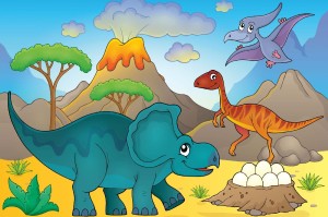 Fototapeta na flizelinie MS-5-1462 Dinozaur z jajami 375 x 250 cm