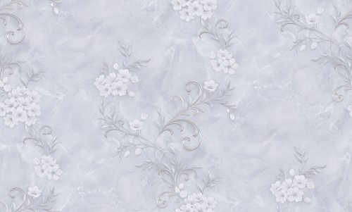 TAPETA 1070-11 Kwiaty i Marmur  biało popielate